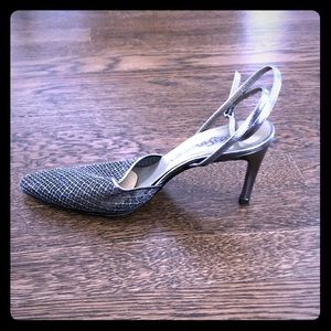 Yves Saint Laurent ankle wrap mesh heels